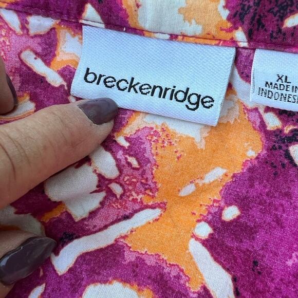 BRECKENRIDGE women's size XL, 3/4 SLEEVE, BUTTON DOWN, cotton SHIRT - Picture 4 of 11